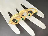 Lovely Gold Tone Green Rhinestones Lily of The Valley Brooch Pin