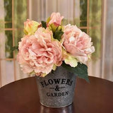 Fresh Cut Pink Peony Bouquet in Farmhouse Planter