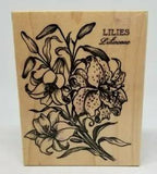 PSX Lilies lily flowers wood mount rubber stamp K-1276 floral botanical