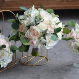 Ivory Blush Pink Rose Rustic Bridal Bouquet, Real Touch Faux Roses Wedding Bouquet, Eucalyptus, Dusty Millers, Boho Bouquet, Boutonnieres