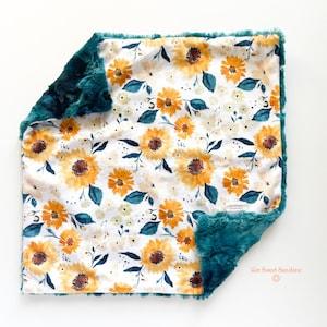 Sunflower Baby Blanket | Minky Custom Blanket | Security Blanket | Sunflower Nursery Decor | Blanket | Neutral Baby Shower | Baby Gift
