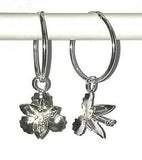 NEW 2.1g Solid 925 Sterling Silver Dangling Exotic Lily Flower Hoops Earrings