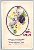Postcard A Happy Easter Purple Lily Flowers Poem Embossed D2