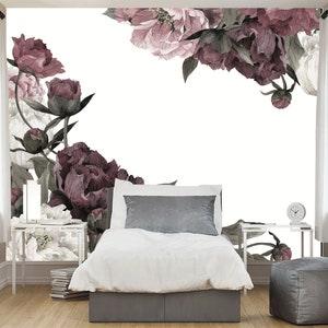 Vintage peonies wall mural, Removable wallpaper, Peony bouquet, Floral wall mural, Peony painting wall sticker, Floral decal, Peel and stick