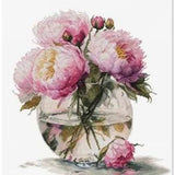 Counted Cross Stitch Kit Peonies Flowers Luca-S DIY Unprinted canvas
