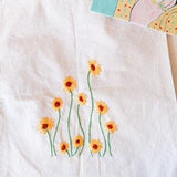 RESTOCKED - Sunflower embroidered canvas tote bag, reusable minimalistic tote bag, eco friendly farmer??s market tote