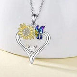 Sunflower & Butterfly Color Pendant Charm Necklace Quirky Style