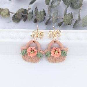 Flower Basket Polymer Clay Earrings Harvest
