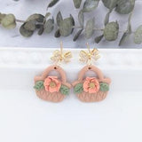 Flower Basket Polymer Clay Earrings Harvest