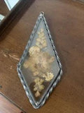 Pressed Flower Art in Floating Beveled Glass Pewter Frame Wall Hanging