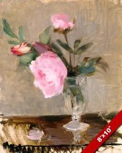 PINK PEONY PEONIES IN A VASE FLOWERS MORISOT PAINTING ART REAL CANVAS PRINT
