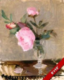 PINK PEONY PEONIES IN A VASE FLOWERS MORISOT PAINTING ART REAL CANVAS PRINT