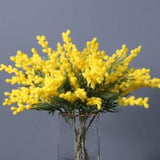Fake Acacia Spray With Leaves, Artificial Flower Crafts, Rustic Home Floral Decor, Wedding Bouquet Filler, for Party Arrangement Centerpiece