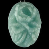 BE01413# Hand Carved Peony Flower  Amazonite Pendant Bead Gemstone 1 Pcs