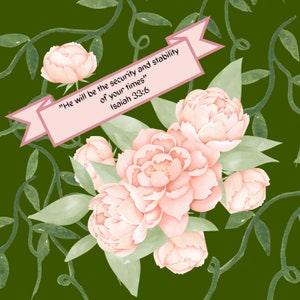 Watercolor Floral Scripture Art, Pink Floral Art, Flower Painting, Peony Bouquet, Bible Verse Art,  Flower Arrangement, Wedding gift,