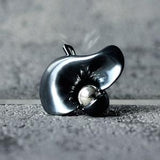 Sterling silver flower pendant, black pendant, statement pendant, floral pendant, artistic jewelry, jewel orchid plant, organic jewelry