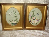 Set Of Two Vintage Small Pressed Dried Dry Flower Art Frames ~ Very Dainty ~