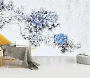 3D Blue Peony Flower 25203NA Wallpaper Wall Murals Removable Wallpaper Fay