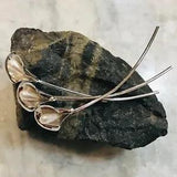 VTG Beau Sterling MCM 3 Calla Lily Flower in Row  Brooch Bar Pin Faux Pearls 3???
