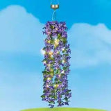 PURPLE LILY  SOLAR LIGHTED HANGING PLANT - OUTDOOR YARD GARDEN DECOR