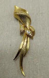 Calla Lily Pin Brooch Goldtone / Rhinestones 5" Unsigned