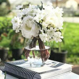 Artificial Rose and Mixed Flower Arrangements in Glass Vase with Faux Water