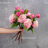 Peony with Bud Stem | High Quality Artificial Flower | Centerpieces | DIY Floral | Wedding/Home Decoration | Gifts - Pink