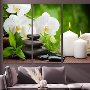 Zen Canvas Wall Art Orchid, White Orchid Canvas Print, Floral Wall D???cor, Framed Flowers Art