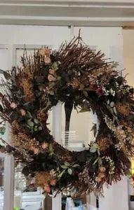 Arthopologi Shabby Chic Pink Green Dried Flower Wreath French Cottage Farmhouse