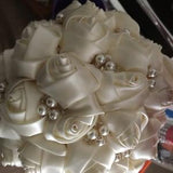 Ivory satin roses with pearls