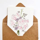 Rose Flower Thank You Happy Birthday Card Romantic Bouquet Card