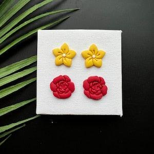 Flower Polymer Clay Earrings | Stud Pack Earrings | Rose Earrings | Orchid Earrings | Plant Earrings | Bloemen Oorbellen