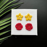 Flower Polymer Clay Earrings | Stud Pack Earrings | Rose Earrings | Orchid Earrings | Plant Earrings | Bloemen Oorbellen