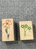 Day Lily Hampton Art Stamps Wood Rubber Stamp Inkadinkado Daisys Lot of 2