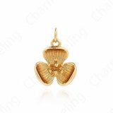 Micropav??? CZ Round Charm,Flower Pendant, Pentagram Pendant, Flower Charm,18K Gold Filled Plant Necklace,DIY Jewelry Supplies,17.5x13.5x5mm