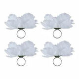 DII Modern Polyester Fabric Peony Flower Napkin Rings in White (Set of 4)