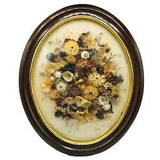 Vintage Dried Floral Arrangement in Concave Wood Frame Signed French Country
