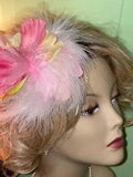 Handmade in USA Bridal Wedding feather floral hair fascinator clip peony flower