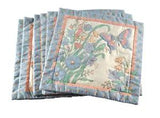 Vintage Quilted Placemats Handmade Set Of 6 Pastel Lily Butterflies 13.5 X 13.5