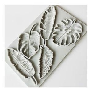 Tropical Leaf Feather Silicone Mold Monstera Turtle Leaf Turtle Fondant Mold Cake Decorating Tool Jungle Forest Cake Molds Jungle