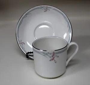 ROYAL DOULTON Fine Bone China Flat Demitasse Cup & Saucer - Carnation