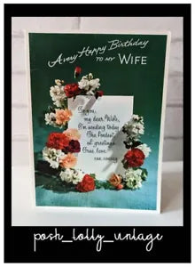 Vintage 1960's Wife Birthday Carnation Flowers UNUSED Greeting Card (EB4135)