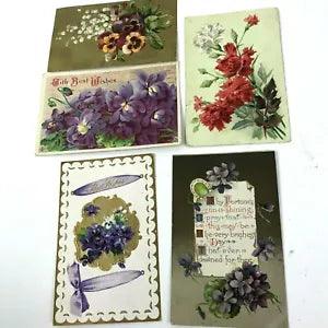 Lot of Vintage Postcards Flowers Floral Carnations Pansies Some Embossed #b