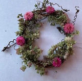 Natural Handmade Dried Flower Wreath with Strawflower and Kent Beauty Oregano