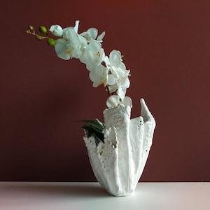 Handmade large white vase. White large orchid pot. Gifts for mom.