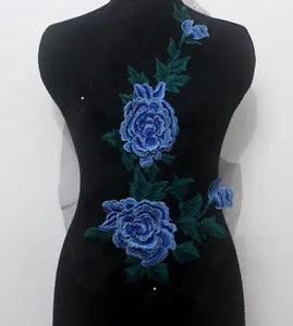 1 Piece Embroidery Peony Flower Fabric Lace Applique Patch Sew On