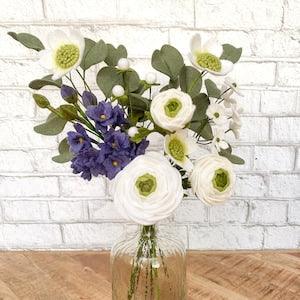 Ranunculus with Stock bouquet, felt flower bouquet