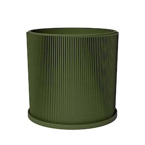 Planter Pot With Drainage, Avocado Green Ray Design for Small and Large Plants [Water Plate Included] Outdoor and Indoor use Plant Pot