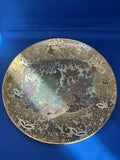 vintage China old Flower and bird peacock peony plate Yellow Border  10.5 Plate
