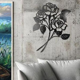 Black Rose Iron Metal Wall Art, Hanging Black Painted Wall Art, Comes in Two Sizes Medium or Large, Artistic Flower Cut Out Decoration
